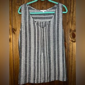 Black and White Women’s Linen Tank Top - Size XXL